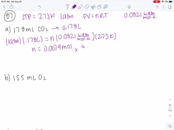 Calculate the mass of each gas sample at stp.